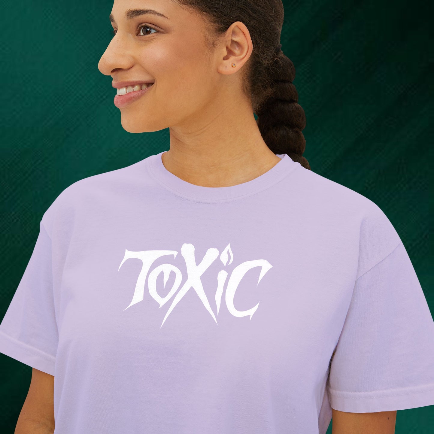 Toxic Bat Women's Boxy Tee — Gothic Graphic Tee with 'TOXIC' Front & Drip Batback