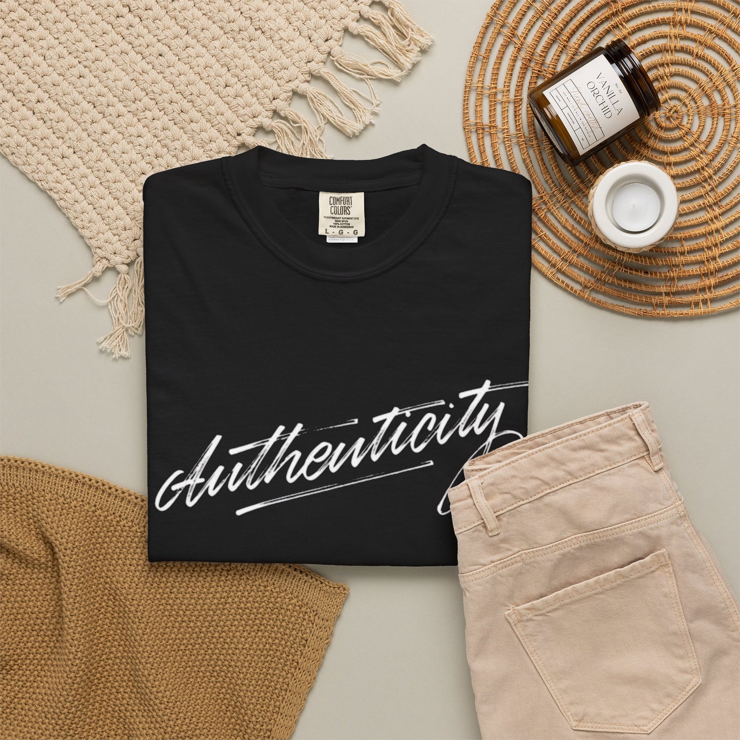 Authenticity Script T-Shirt — Casual Handwritten Graphic Tee