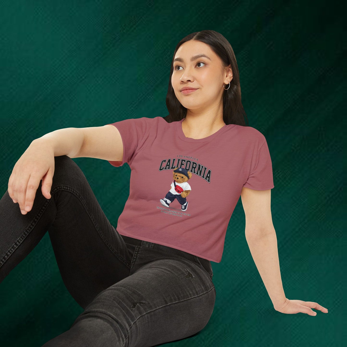 California Bear Crop Top — Los Angeles Vintage Teddy Festival Tee