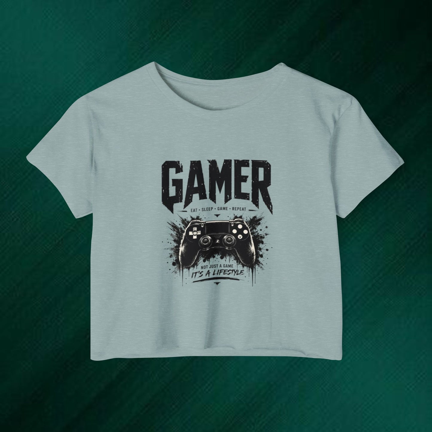Gamer Crop Top — Women's Festival Graphic Tee ("Gamer" Controller Design)