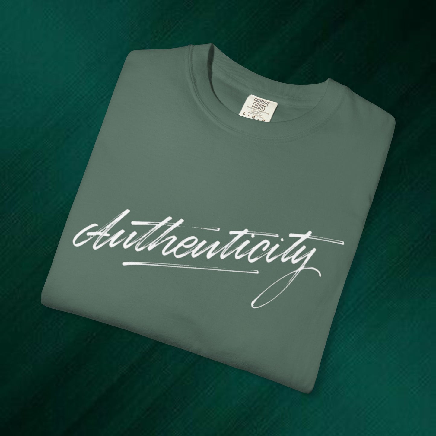 Authenticity Script T-Shirt — Casual Handwritten Graphic Tee