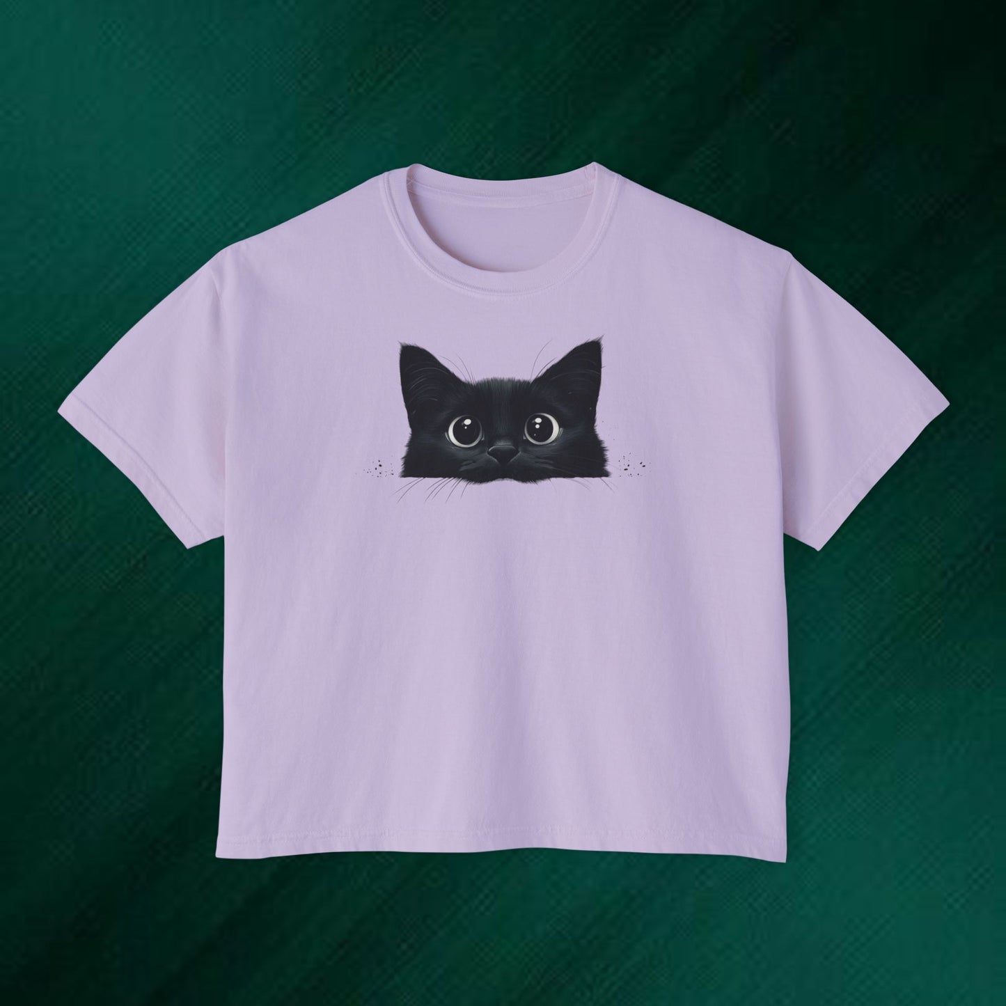 Peeking Black Cat Tee | boxy women's tee