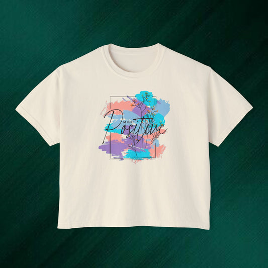 Positive Vibes Boxy Tee — “Good Vibes Only” Graphic Women’s T-Shirt