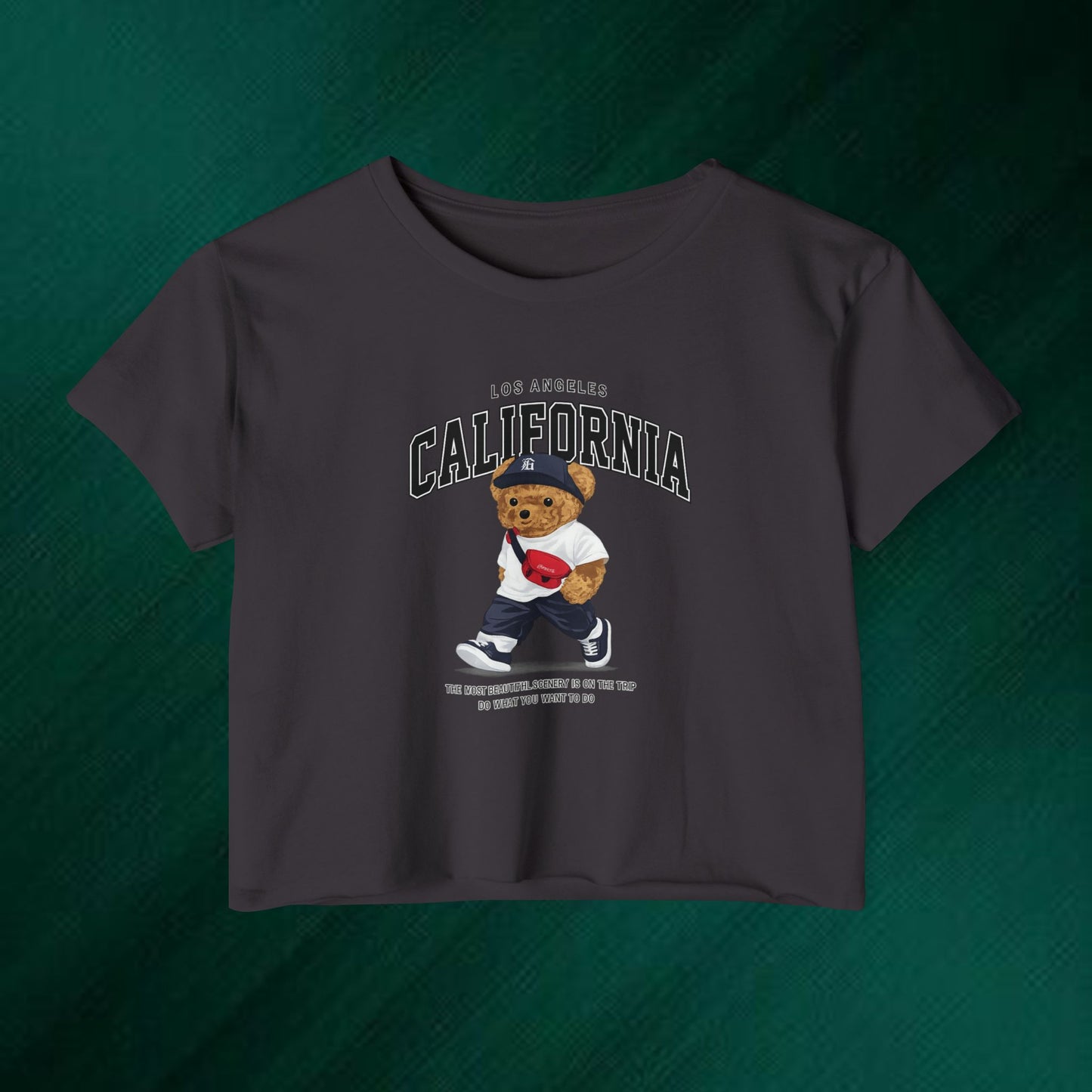 California Bear Crop Top — Los Angeles Vintage Teddy Festival Tee