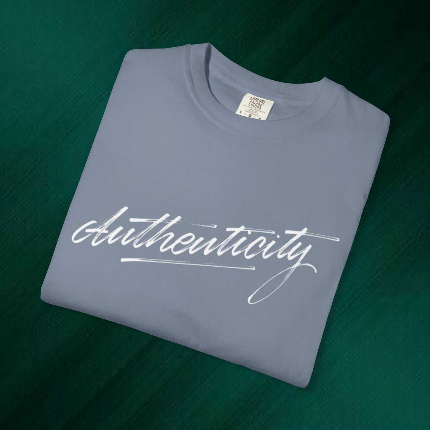 Authenticity Script T-Shirt — Casual Handwritten Graphic Tee