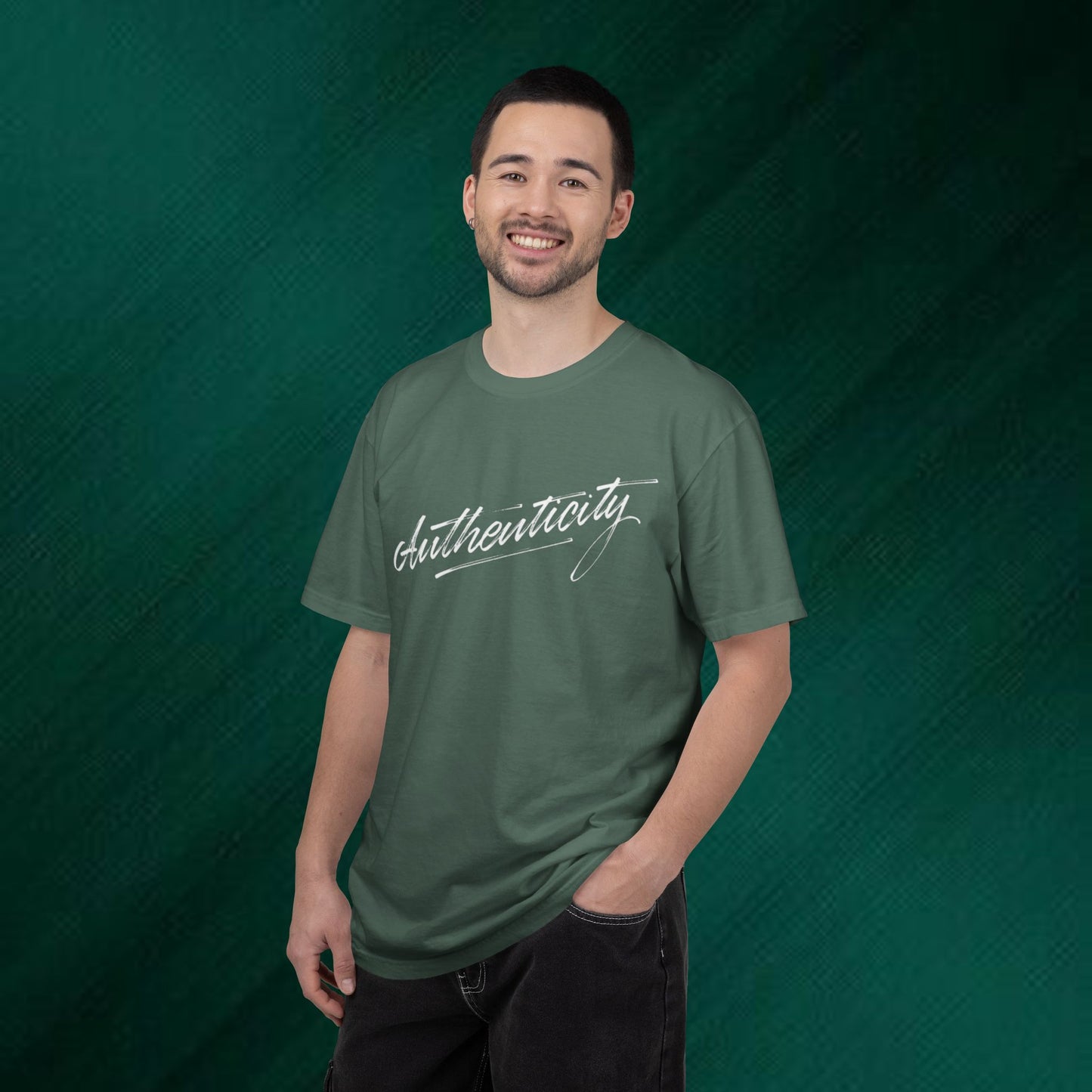 Authenticity Script T-Shirt — Casual Handwritten Graphic Tee