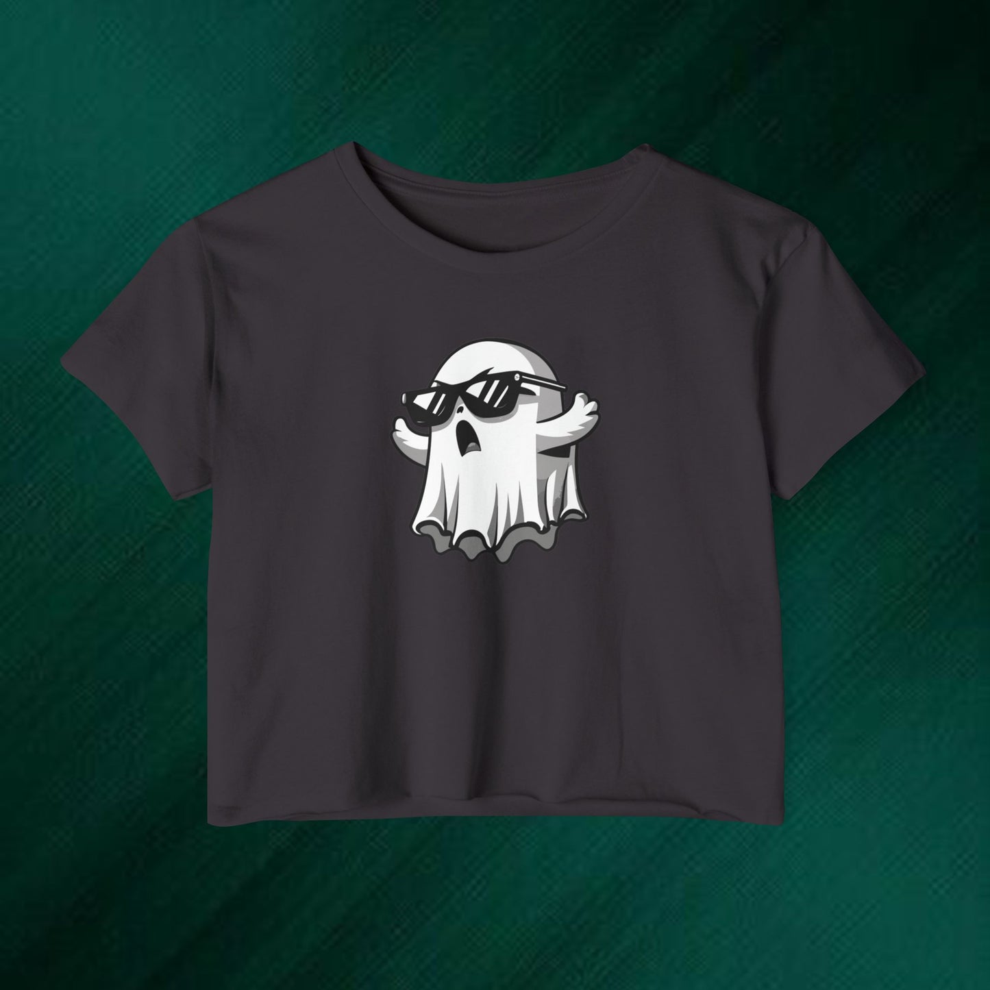 Cool Sunglasses Ghost Crop Top | Festival Ghost Graphic Tee