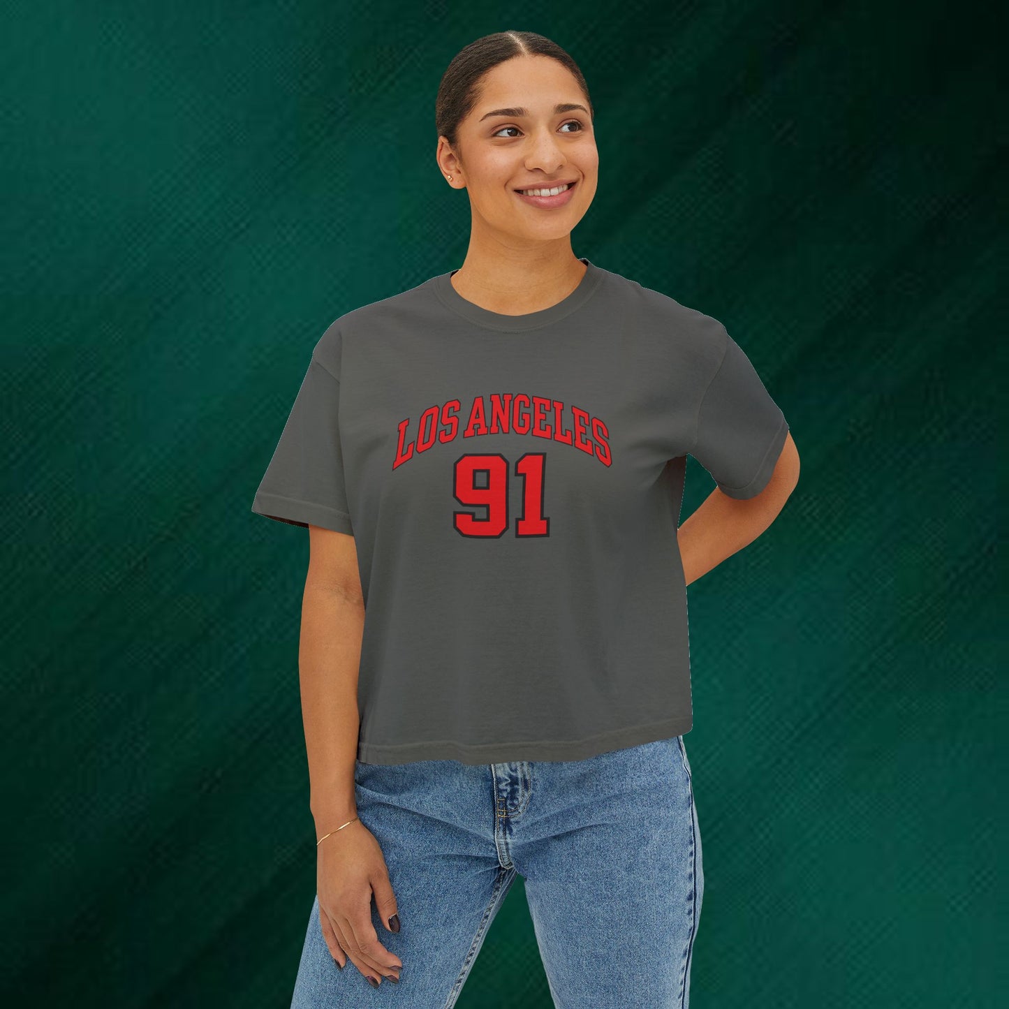 Los Angeles 91 Boxy Tee — Women's Retro Collegiate T-Shirt