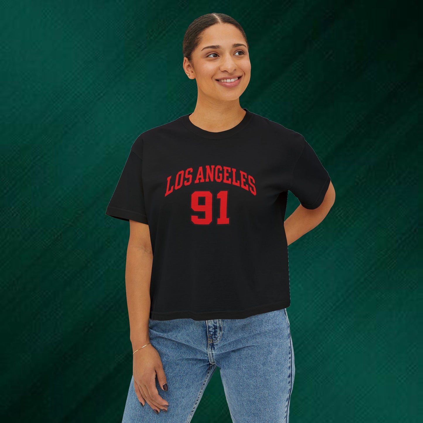 Los Angeles 91 Boxy Tee — Women's Retro Collegiate T-Shirt