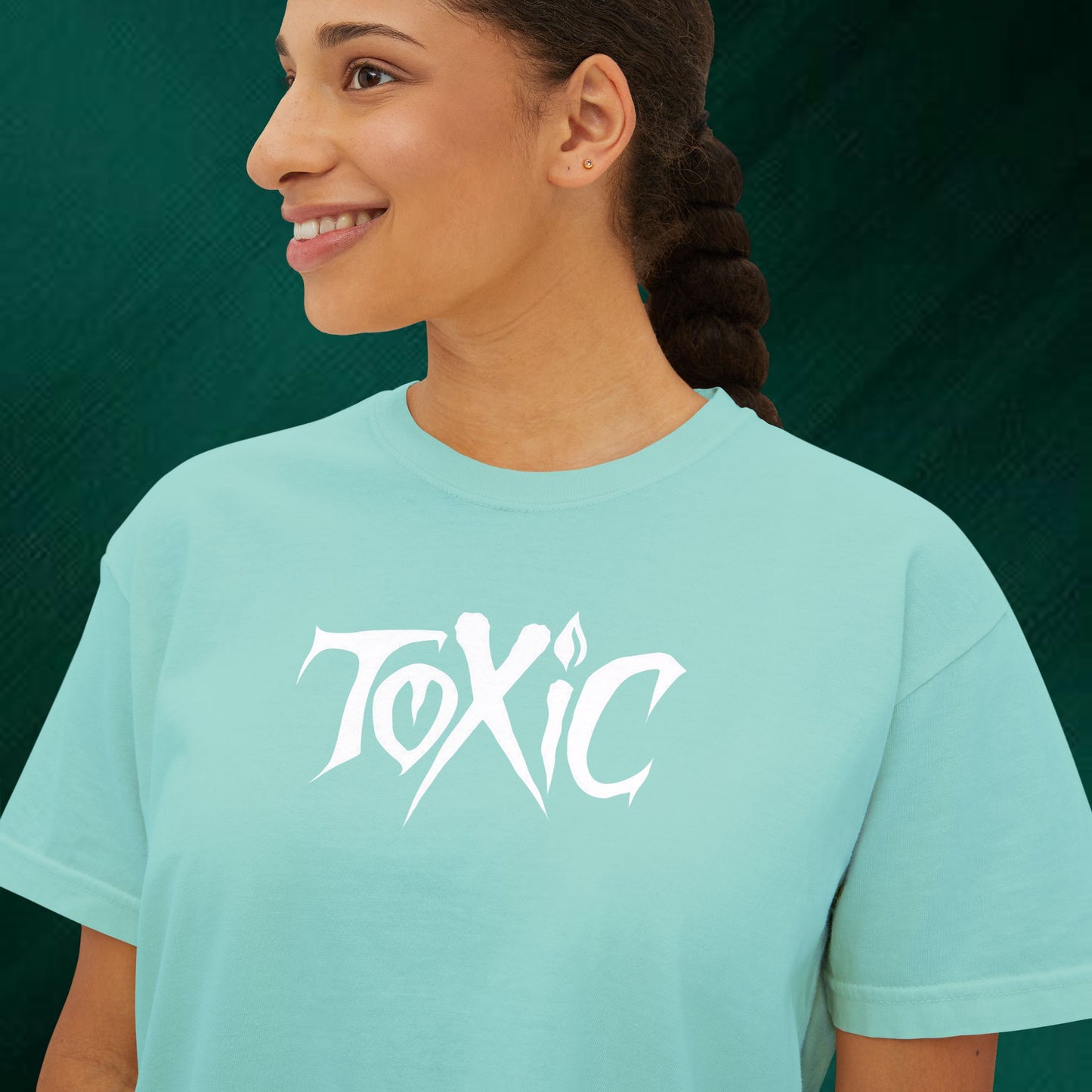 Toxic Bat Women's Boxy Tee — Gothic Graphic Tee with 'TOXIC' Front & Drip Batback