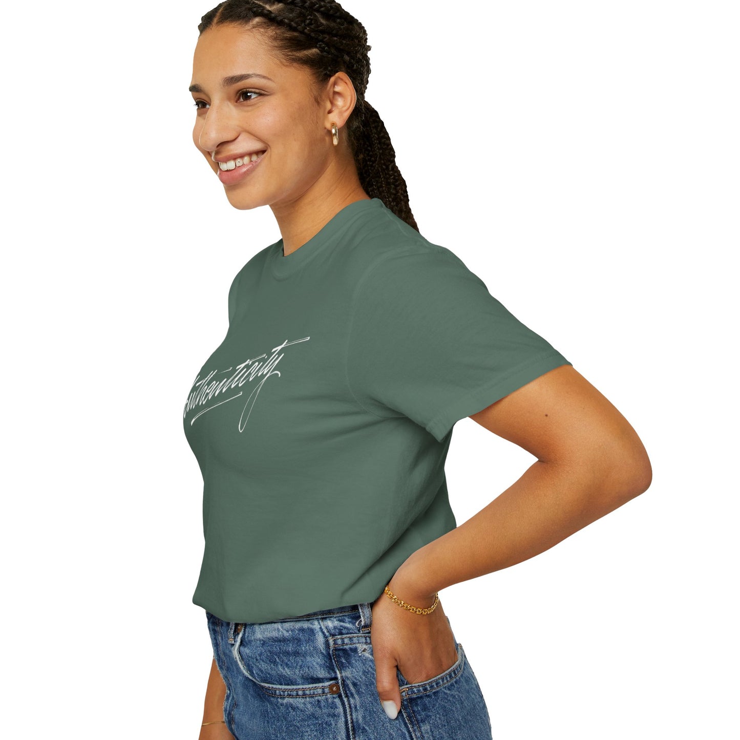 Authenticity Script T-Shirt — Casual Handwritten Graphic Tee