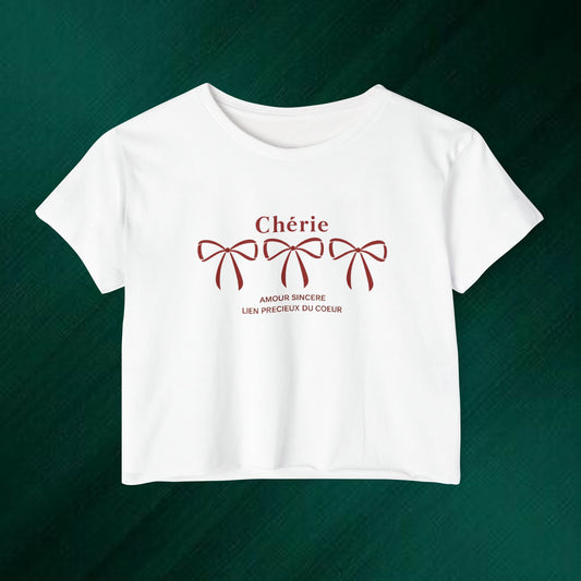 Chérie Bow Crop Top — French Romantic Festival Tee