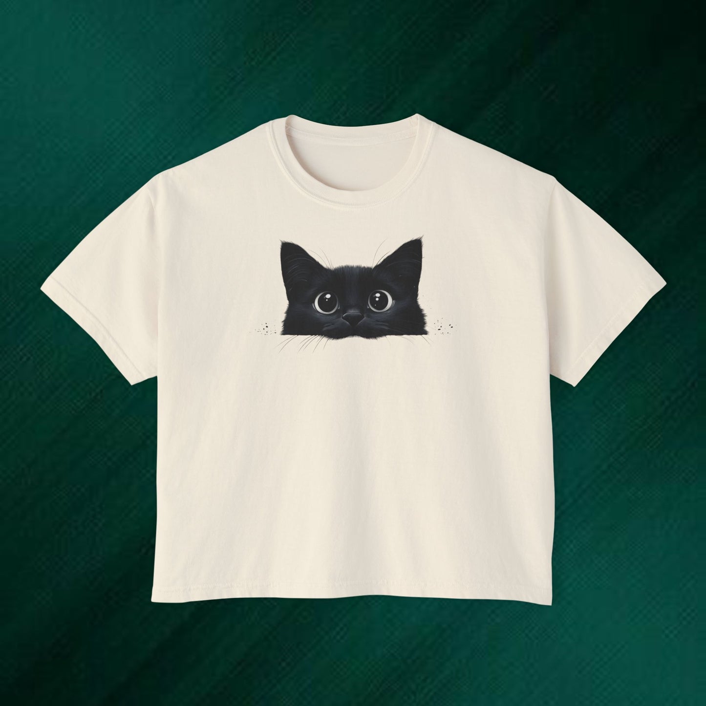 Peeking Black Cat Tee | boxy women's tee
