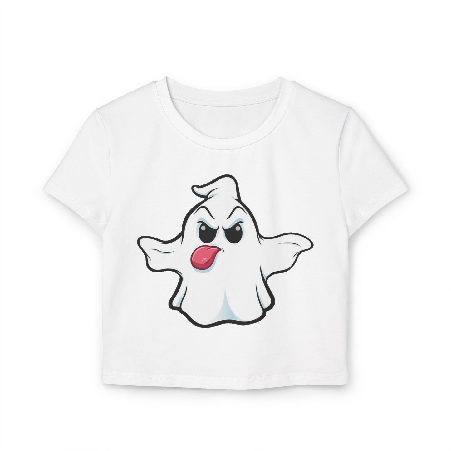 Ghost Cartoon Baby Tee — Playful Halloween Cute Ghost T‑Shirt for Women