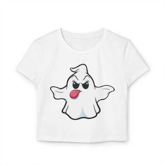 Ghost Cartoon Baby Tee — Playful Halloween Cute Ghost T‑Shirt for Women