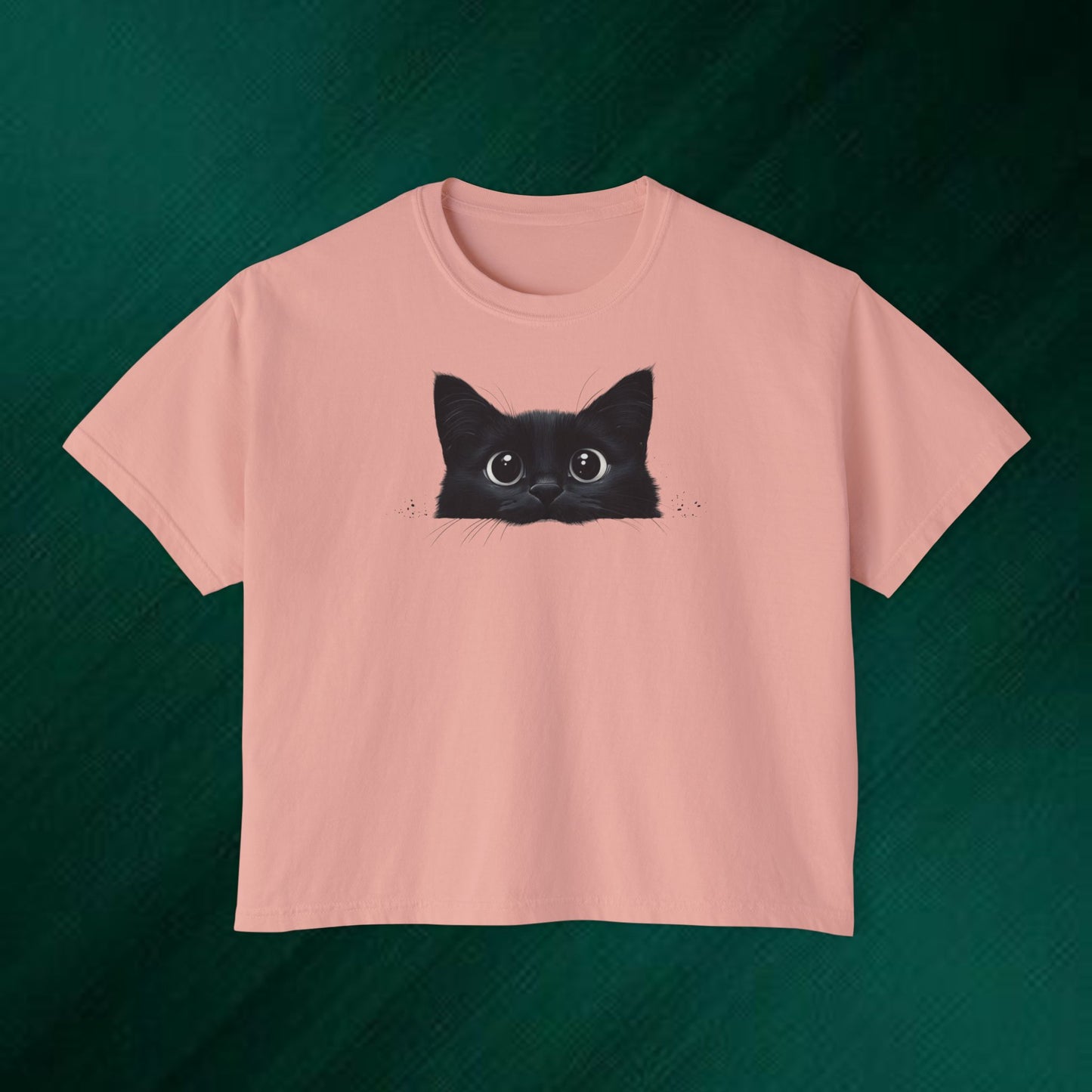 Peeking Black Cat Tee | boxy women's tee