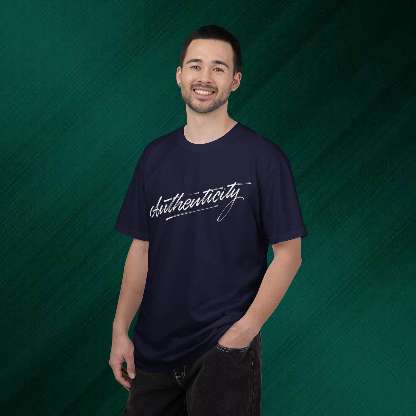 Authenticity Script T-Shirt — Casual Handwritten Graphic Tee