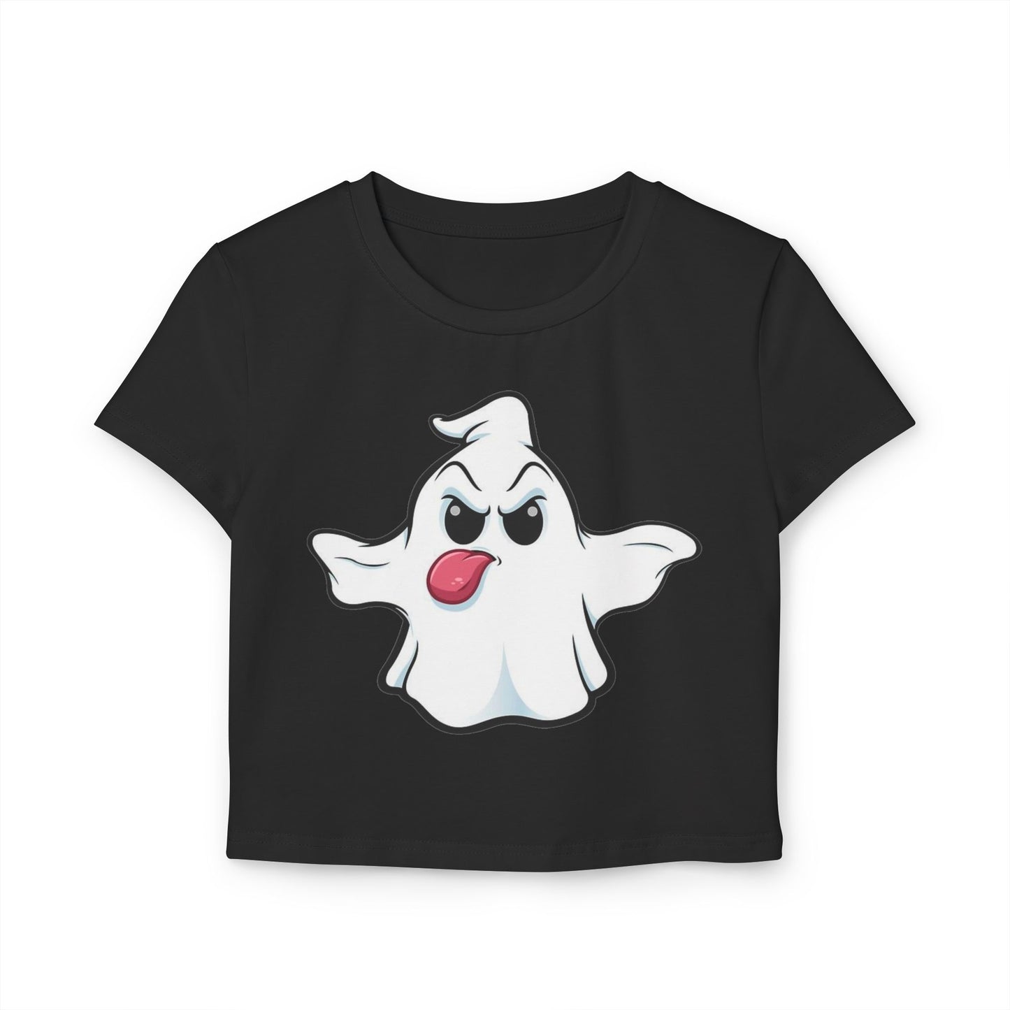 Ghost Cartoon Baby Tee — Playful Halloween Cute Ghost T‑Shirt for Women