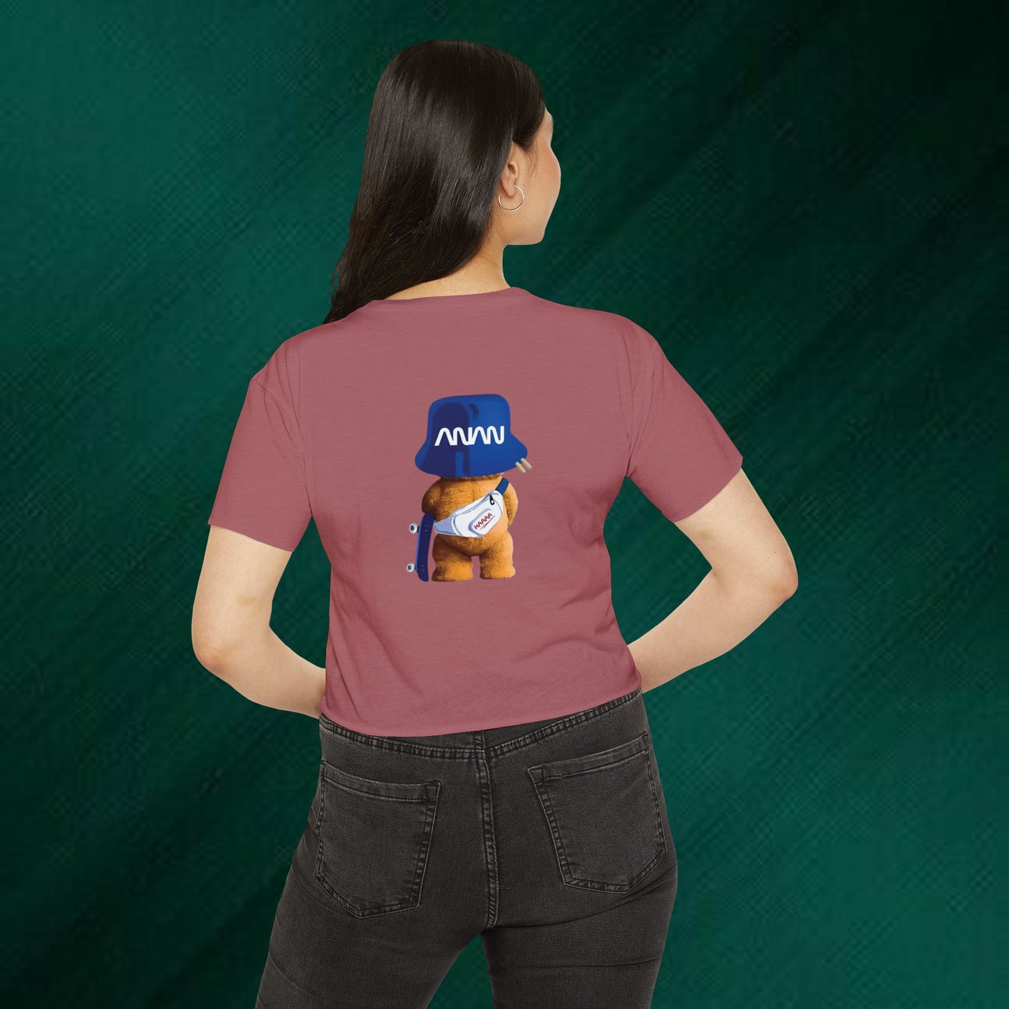 Positive Energy Crop Top | Cute Bear Graphic Festival Tee