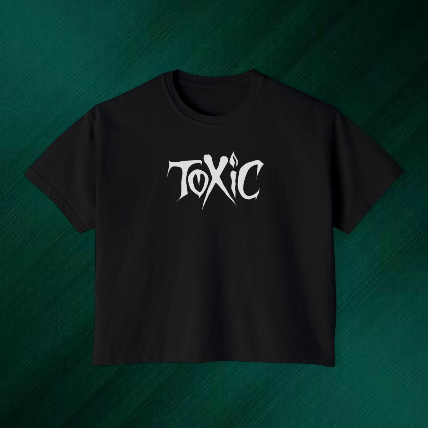 Toxic Bat Women's Boxy Tee — Gothic Graphic Tee with 'TOXIC' Front & Drip Batback
