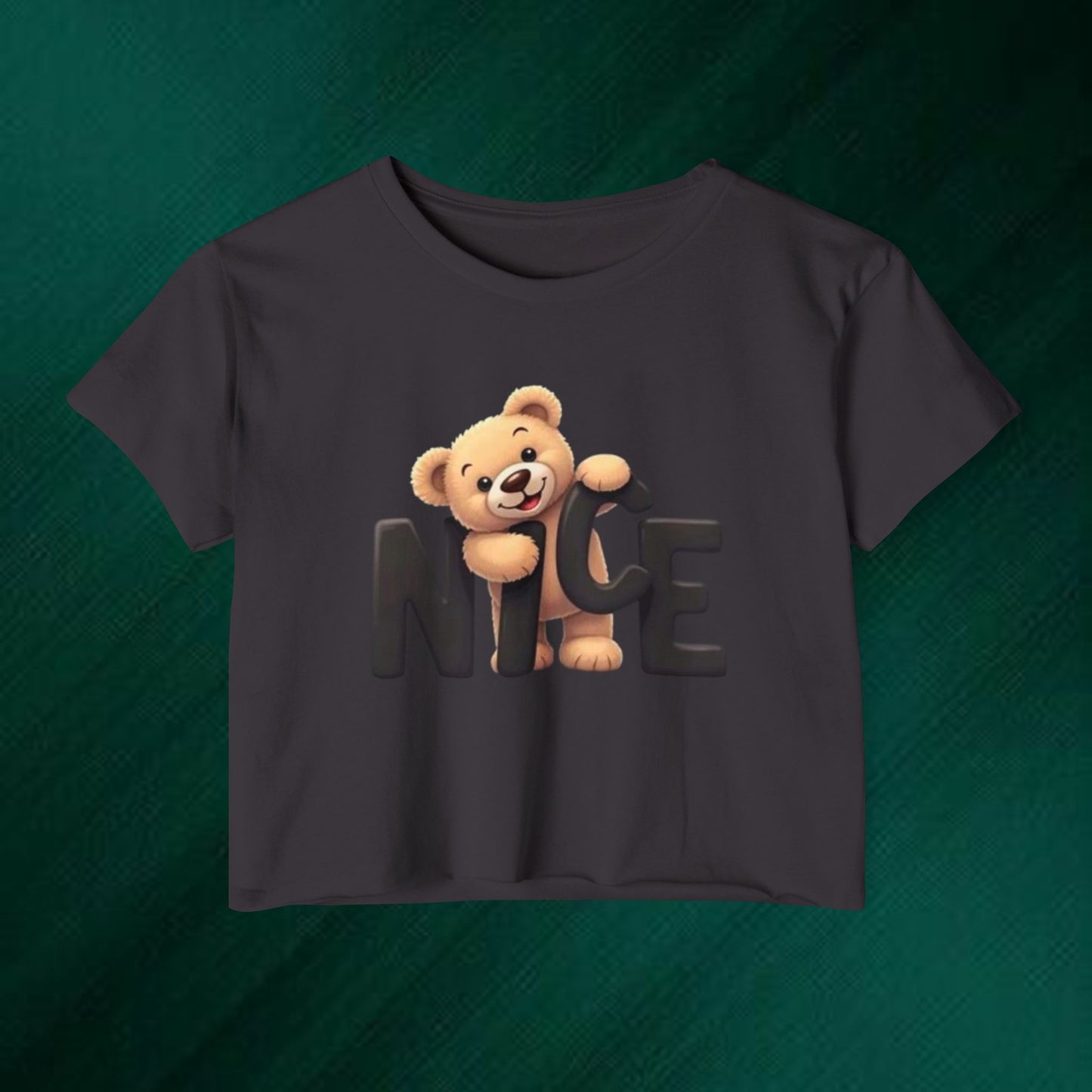 Cute Teddy 'Nice' Crop Top — Women's Festival Graphic Tee