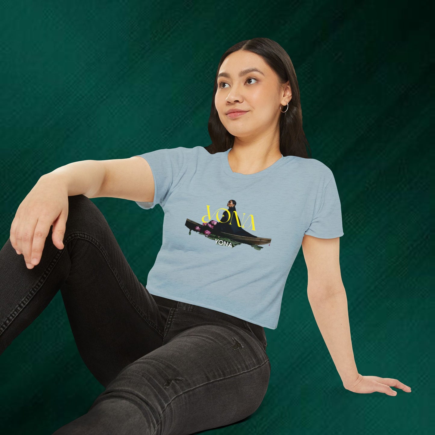 Yona Floral Boat Crop Top — Women's Festival Graphic Tee