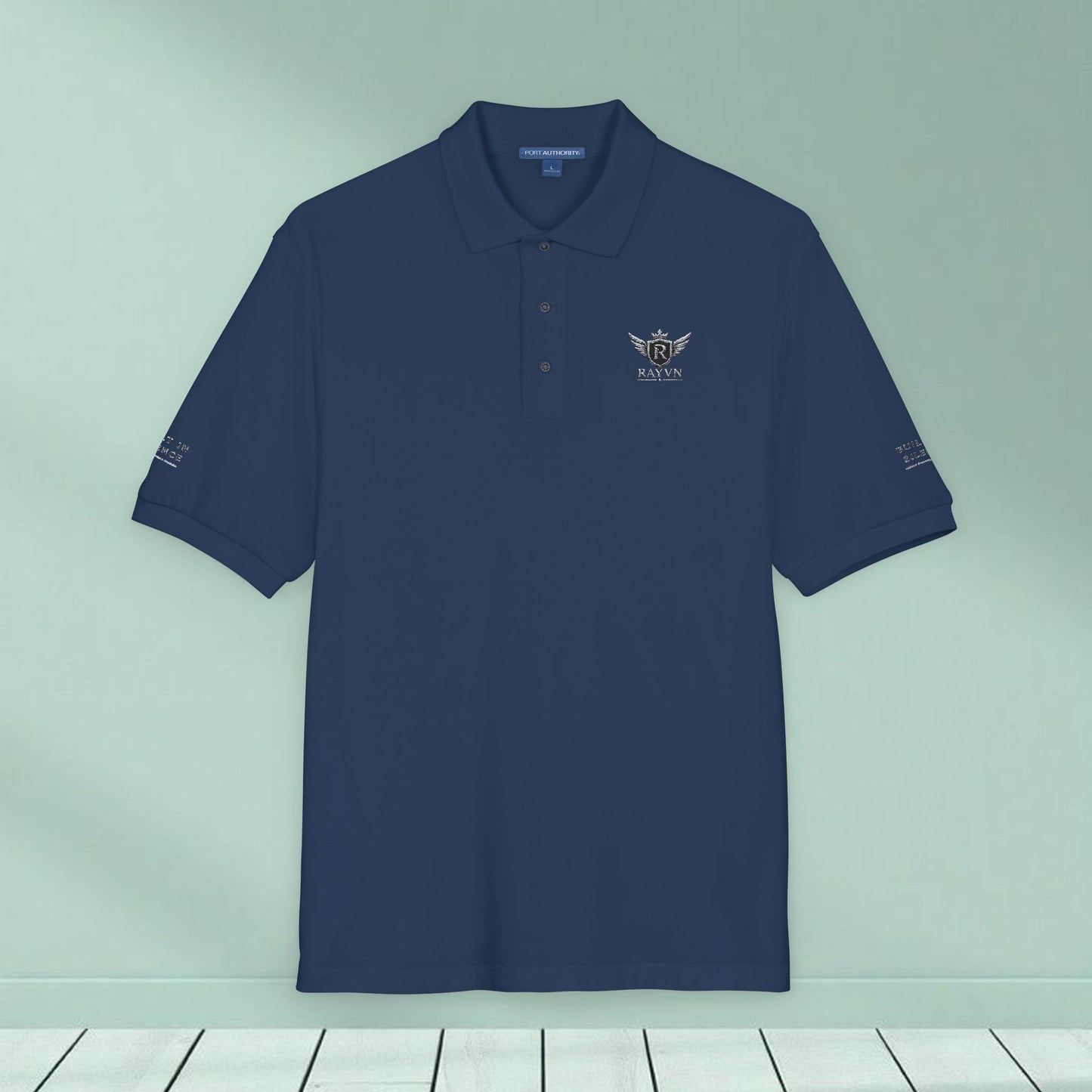 Embroidered Black Polo Shirt — Minimal Wing Crest Logo