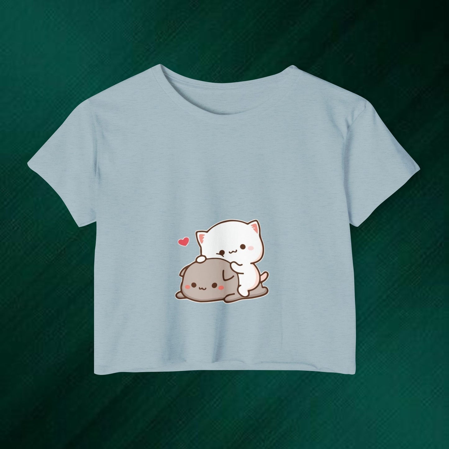 Cute Kawaii Cat Hug Crop Top — Women’s Festival Graphic Tee