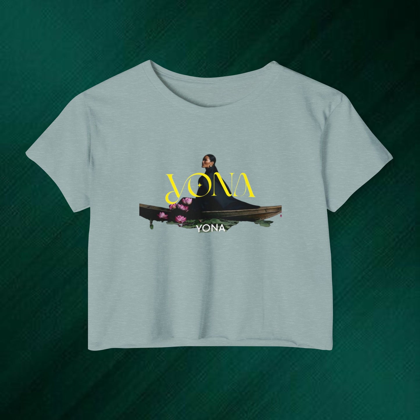 Yona Floral Boat Crop Top — Women's Festival Graphic Tee
