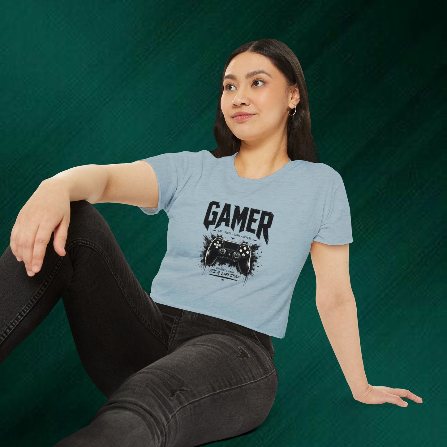 Gamer Crop Top — Women's Festival Graphic Tee ("Gamer" Controller Design)