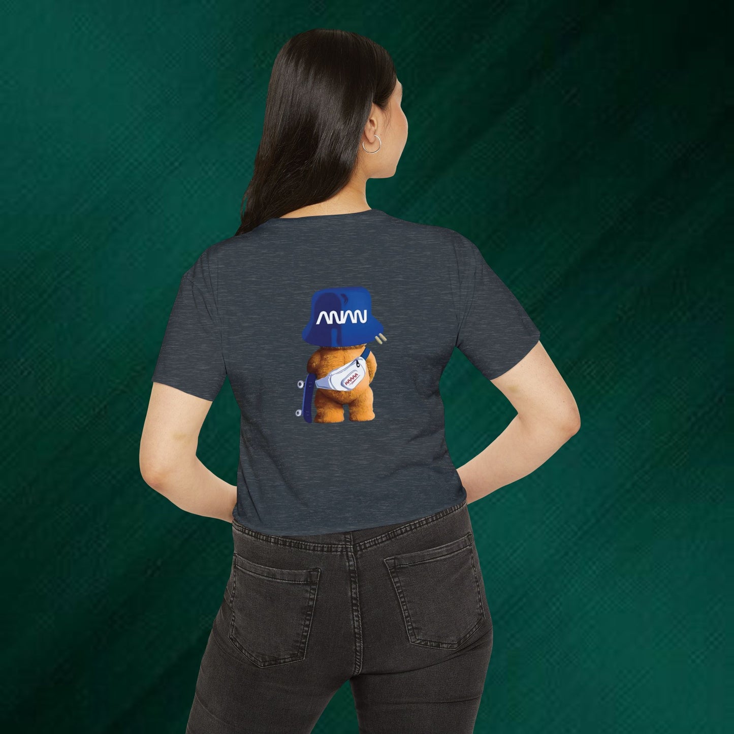 Positive Energy Crop Top | Cute Bear Graphic Festival Tee