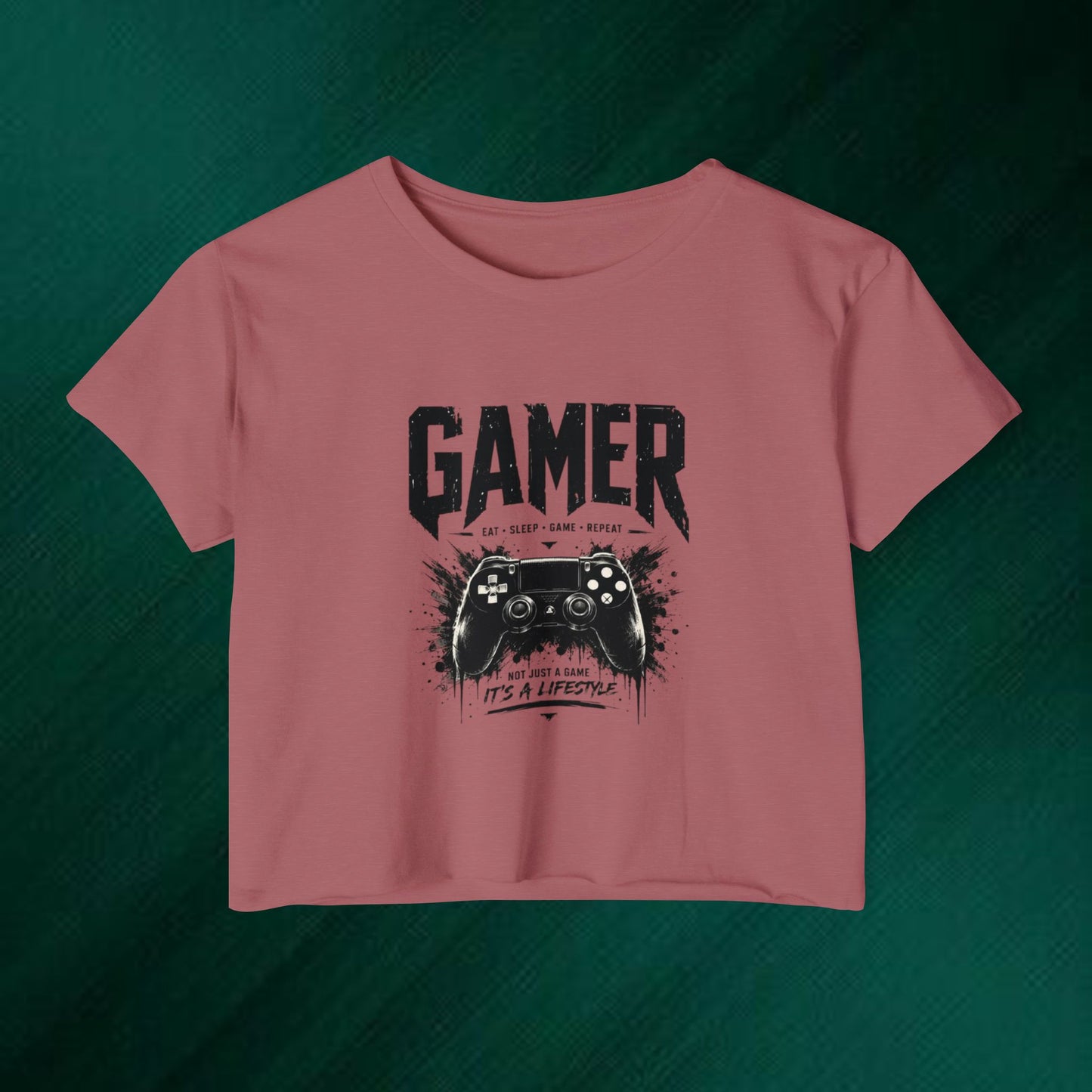 Gamer Crop Top — Women's Festival Graphic Tee ("Gamer" Controller Design)
