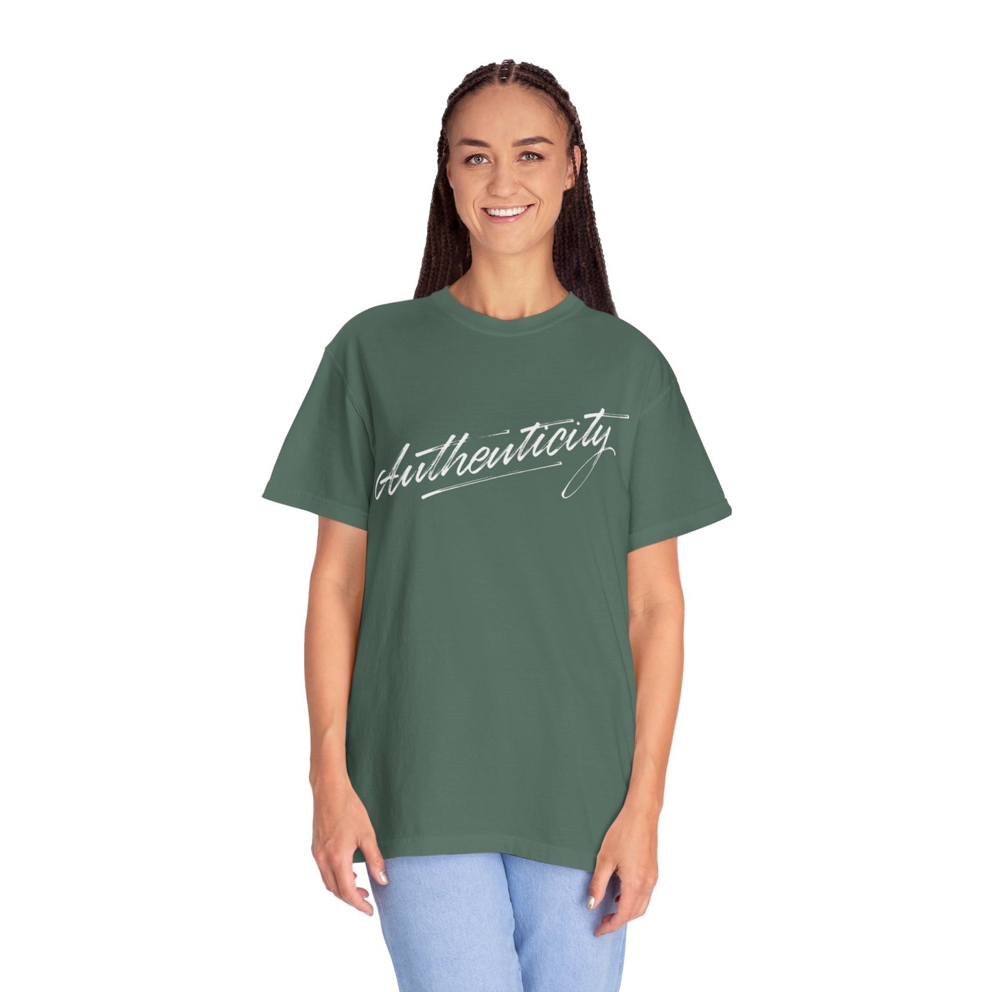 Authenticity Script T-Shirt — Casual Handwritten Graphic Tee