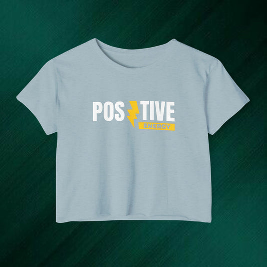 Positive Energy Crop Top | Cute Bear Graphic Festival Tee