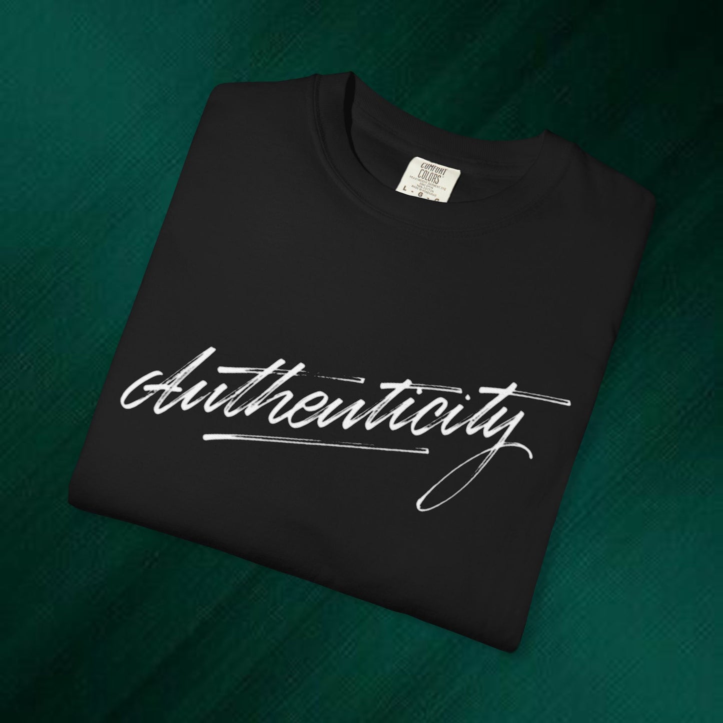 Authenticity Script T-Shirt — Casual Handwritten Graphic Tee