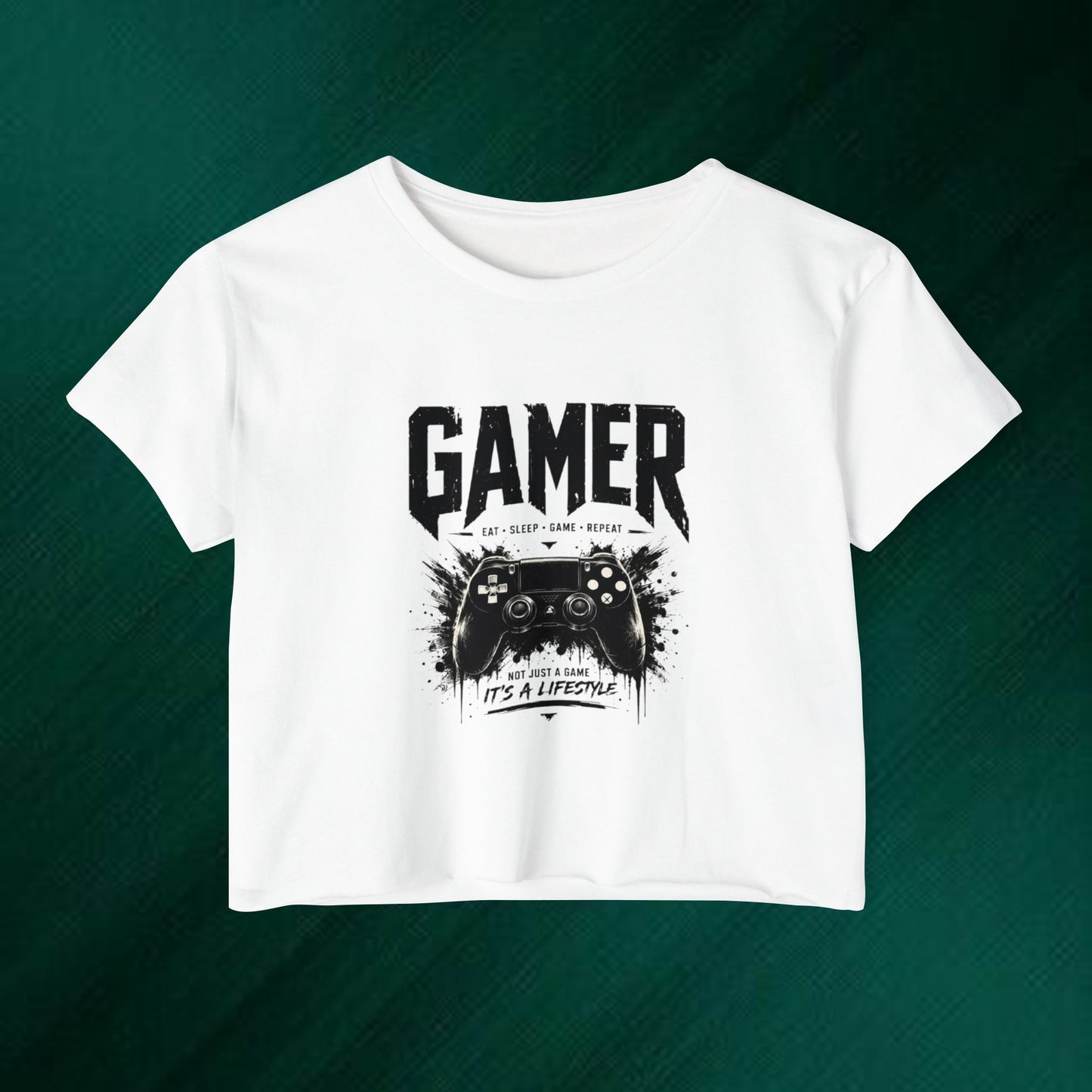 Gamer Crop Top — Women's Festival Graphic Tee ("Gamer" Controller Design)