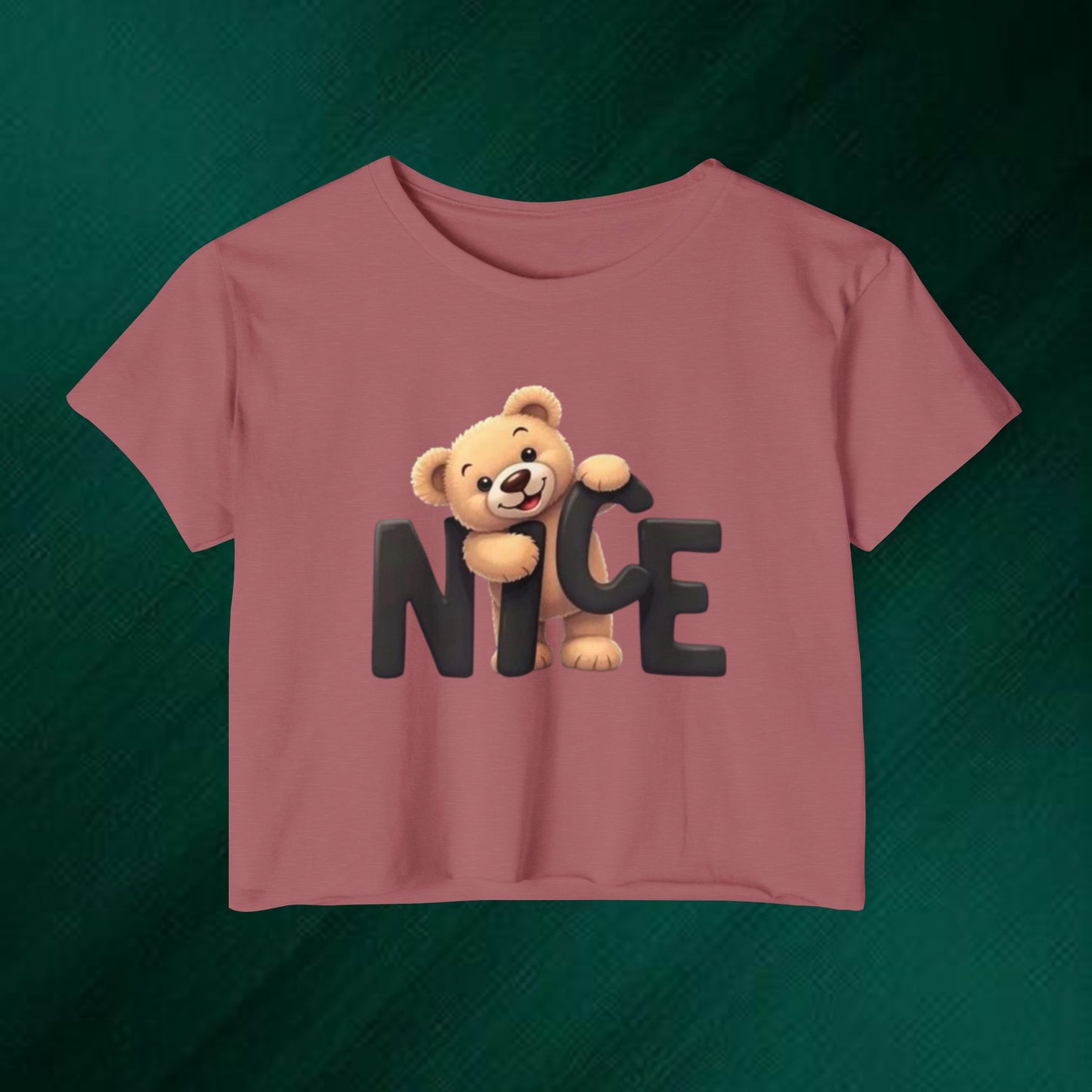 Cute Teddy 'Nice' Crop Top — Women's Festival Graphic Tee