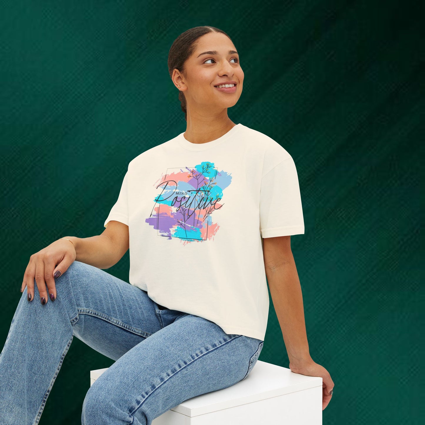 Positive Vibes Boxy Tee — “Good Vibes Only” Graphic Women’s T-Shirt
