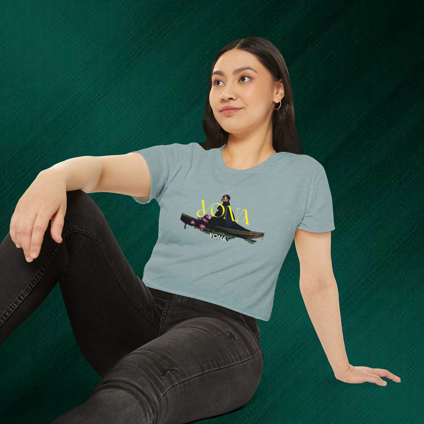 Yona Floral Boat Crop Top — Women's Festival Graphic Tee