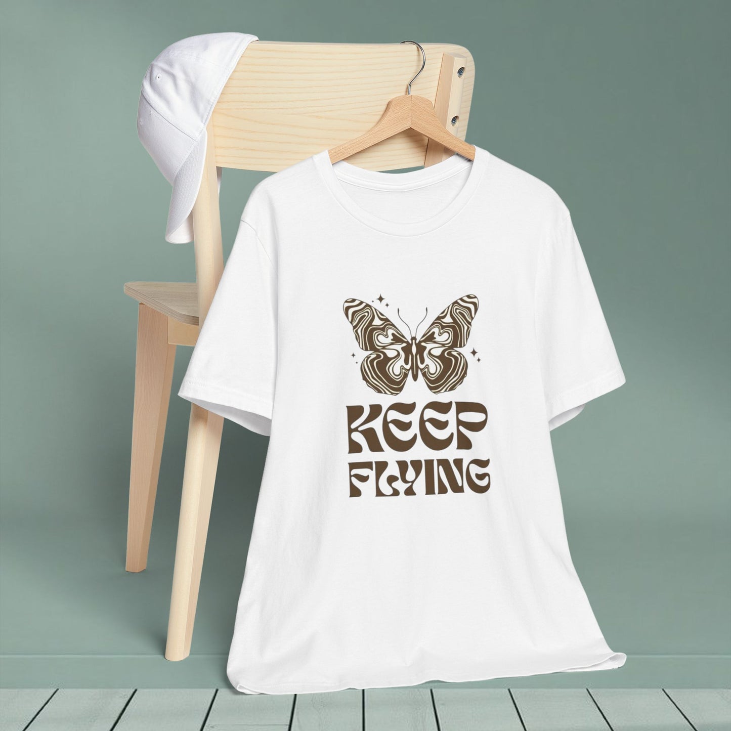Keep Flying Butterfly Tee — Inspirational Motivational Graphic T‑Shirt