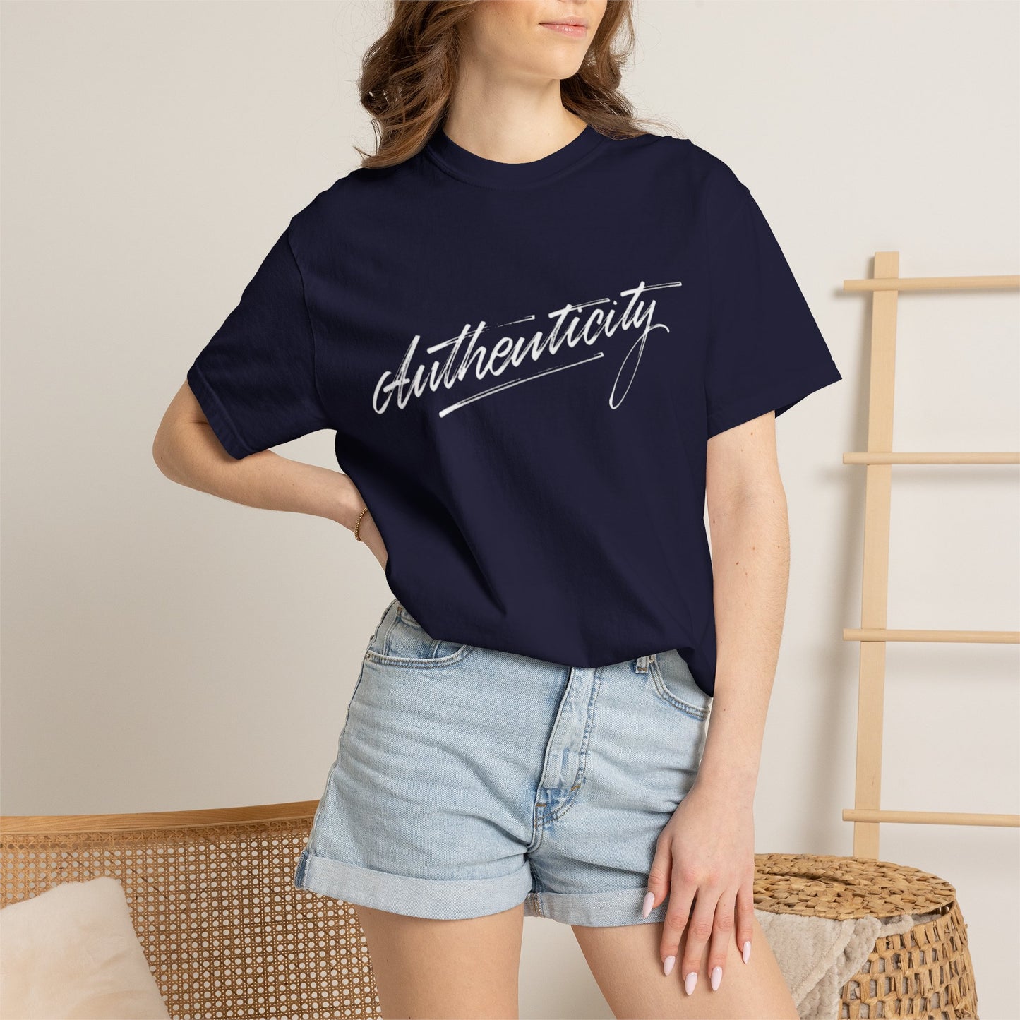 Authenticity Script T-Shirt — Casual Handwritten Graphic Tee