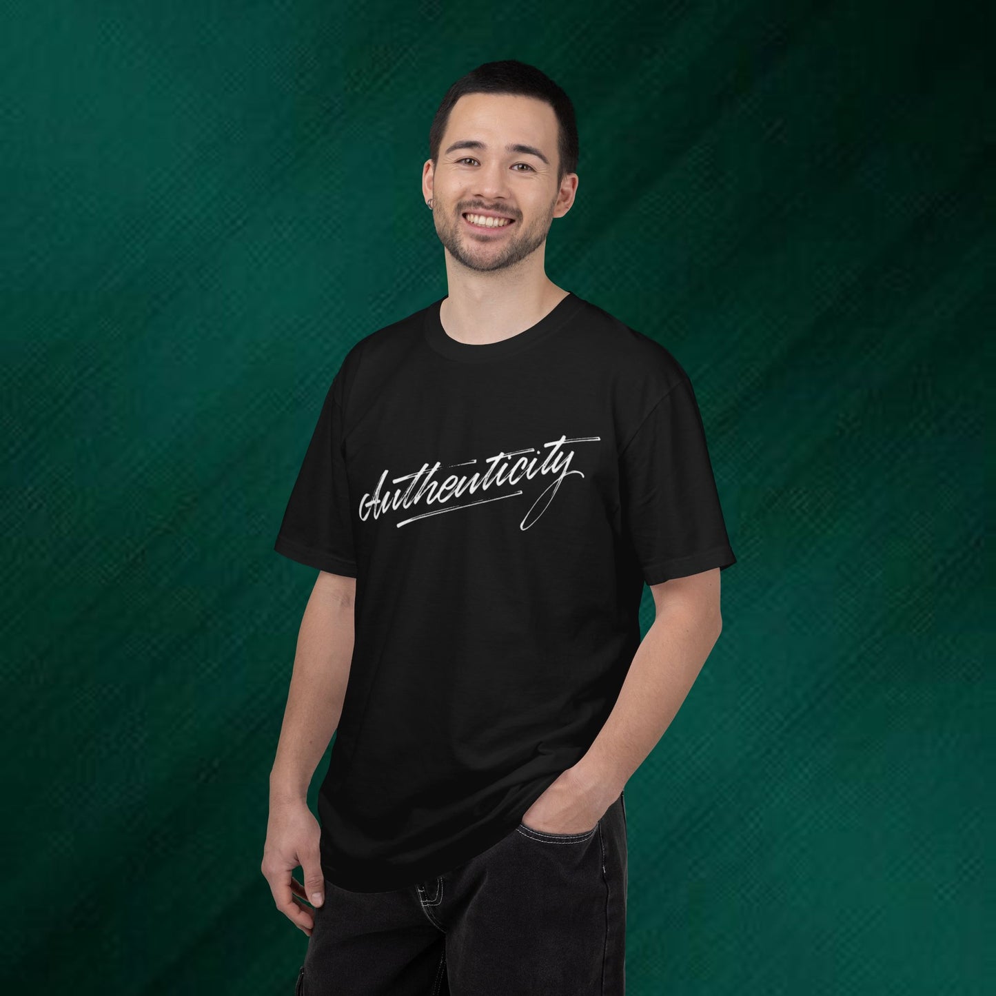 Authenticity Script T-Shirt — Casual Handwritten Graphic Tee