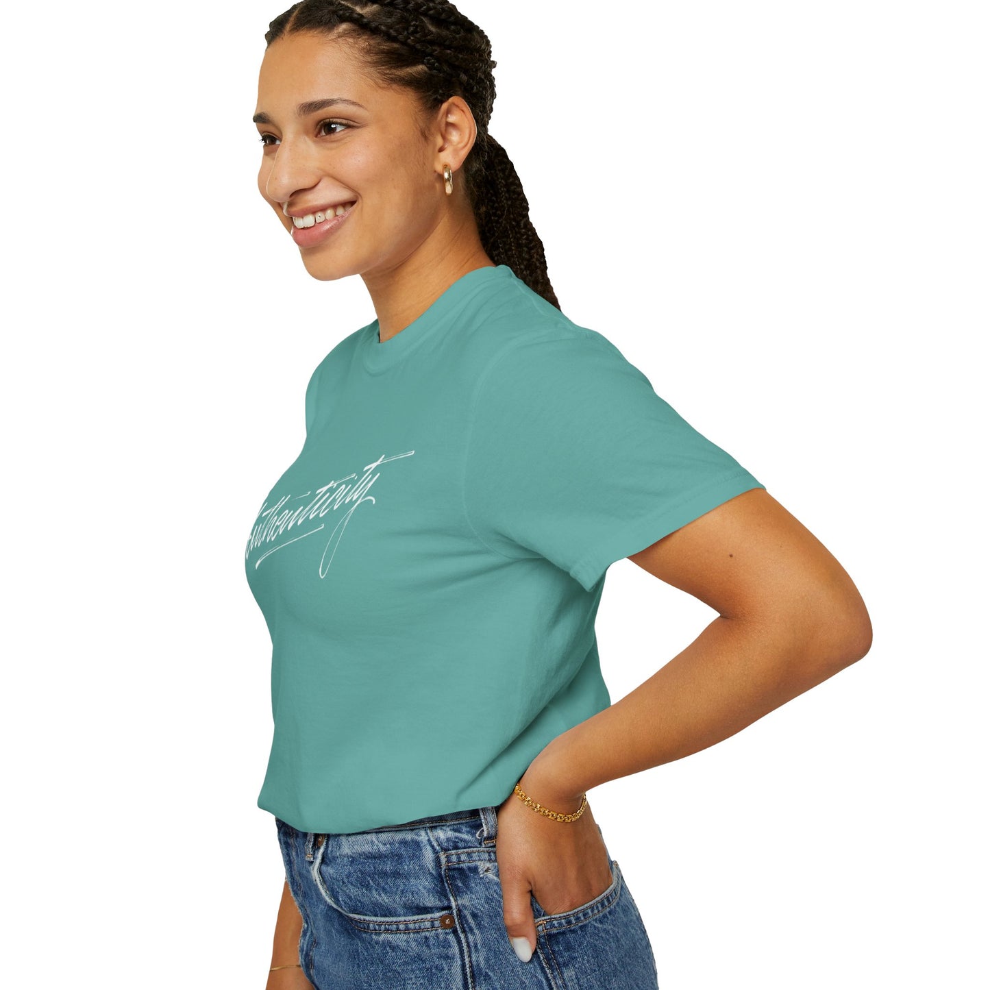 Authenticity Script T-Shirt — Casual Handwritten Graphic Tee