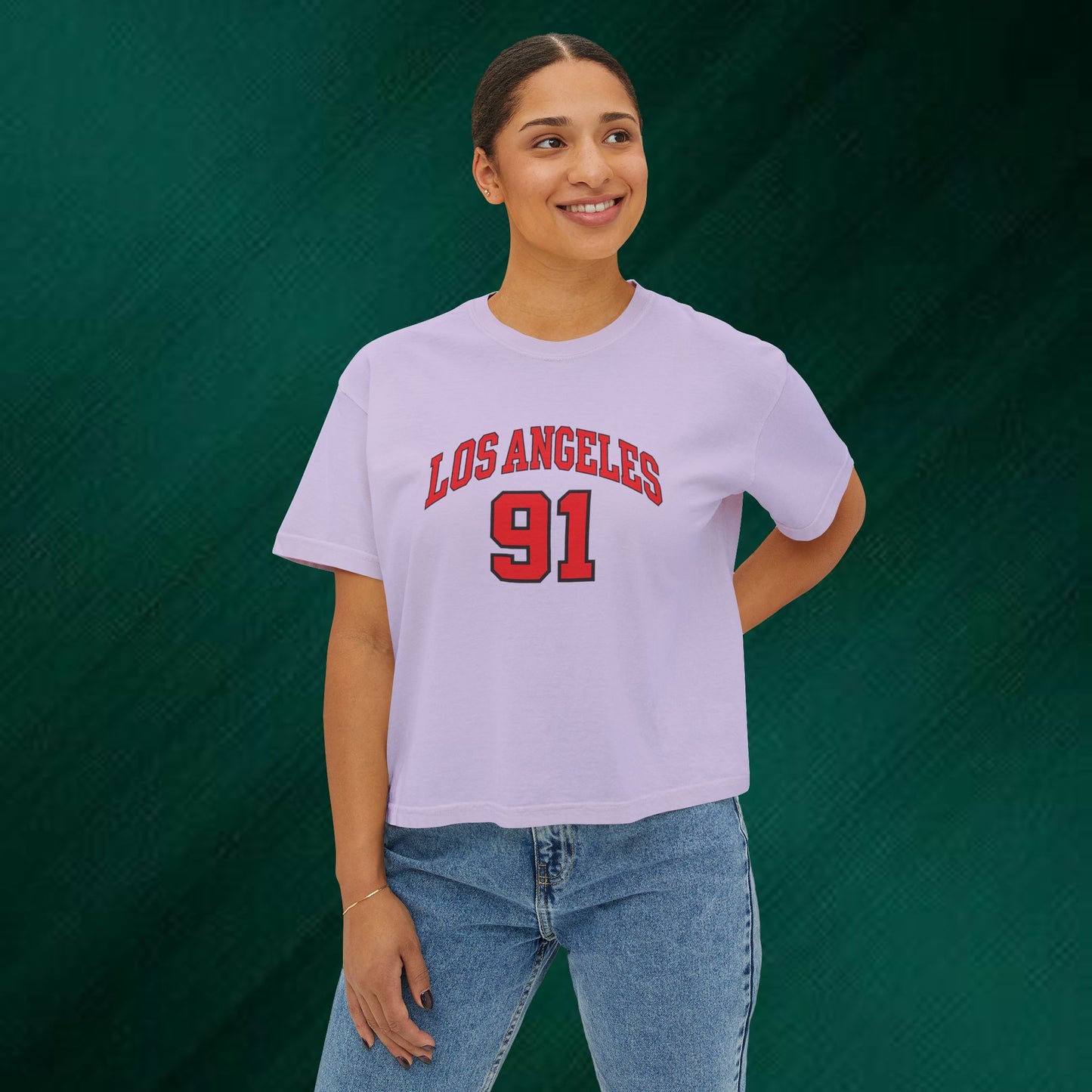 Los Angeles 91 Boxy Tee — Women's Retro Collegiate T-Shirt