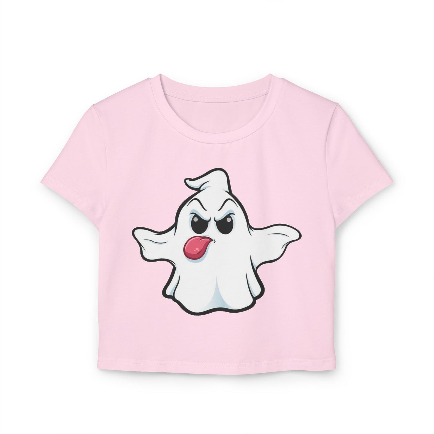 Ghost Cartoon Baby Tee — Playful Halloween Cute Ghost T‑Shirt for Women