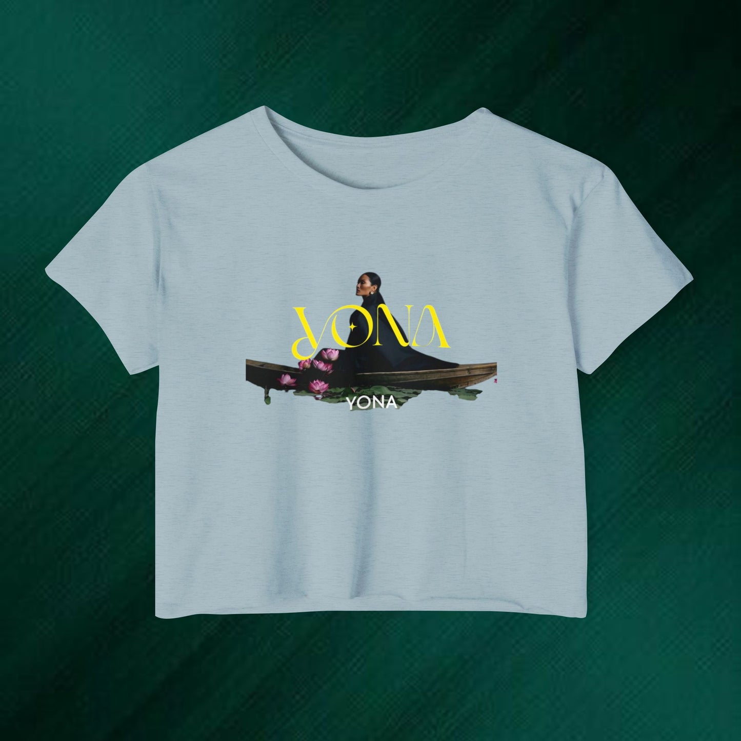 Yona Floral Boat Crop Top — Women's Festival Graphic Tee