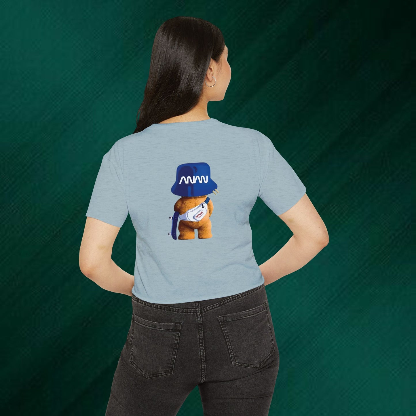 Positive Energy Crop Top | Cute Bear Graphic Festival Tee
