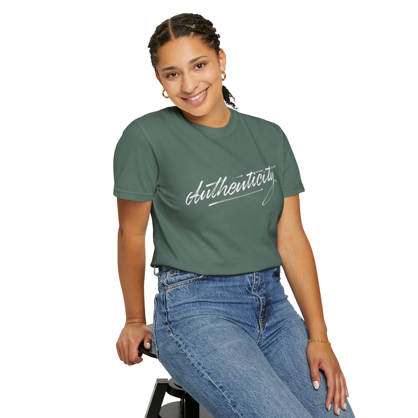 Authenticity Script T-Shirt — Casual Handwritten Graphic Tee