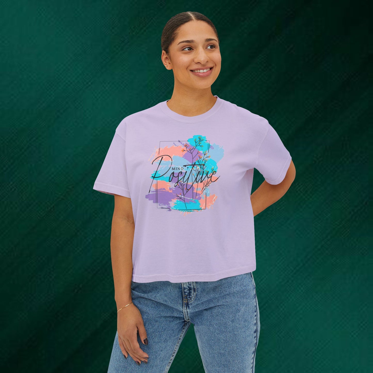 Positive Vibes Boxy Tee — “Good Vibes Only” Graphic Women’s T-Shirt