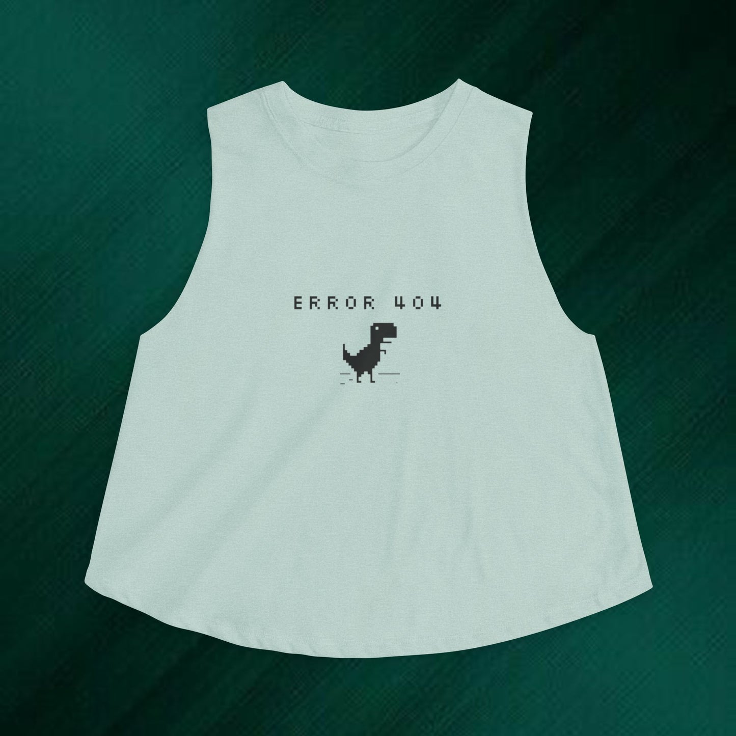 Error 404 Dino Crop Top — Cute Pixel T-Rex Graphic Women’s Tank